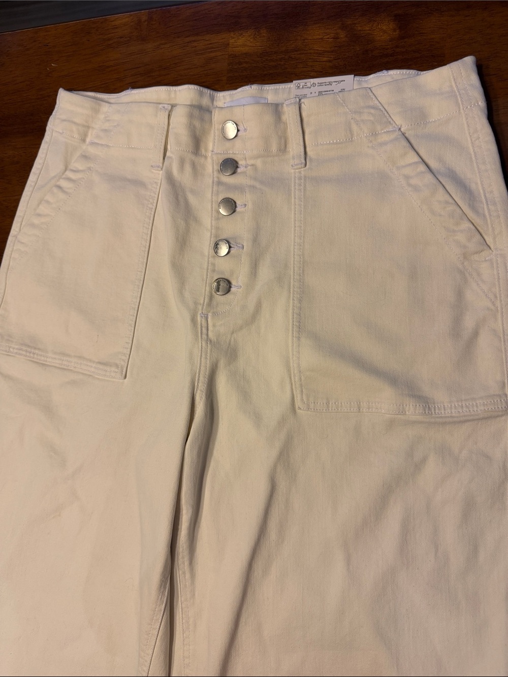 NWT High-Waist Button-Fly Women’s Jeans in Cream - Picture 2 of 9